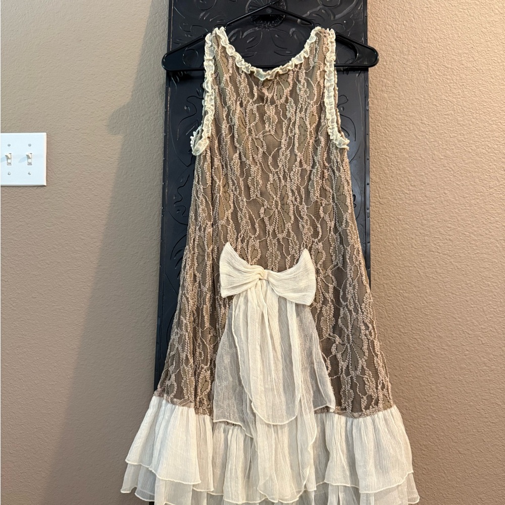 Altar'd State Lace Dress with Cream Bow